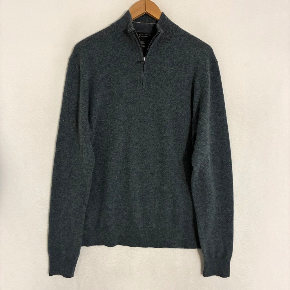 Bloomingdale's Men's Charcoal Gray Quarter-Zip Sweater